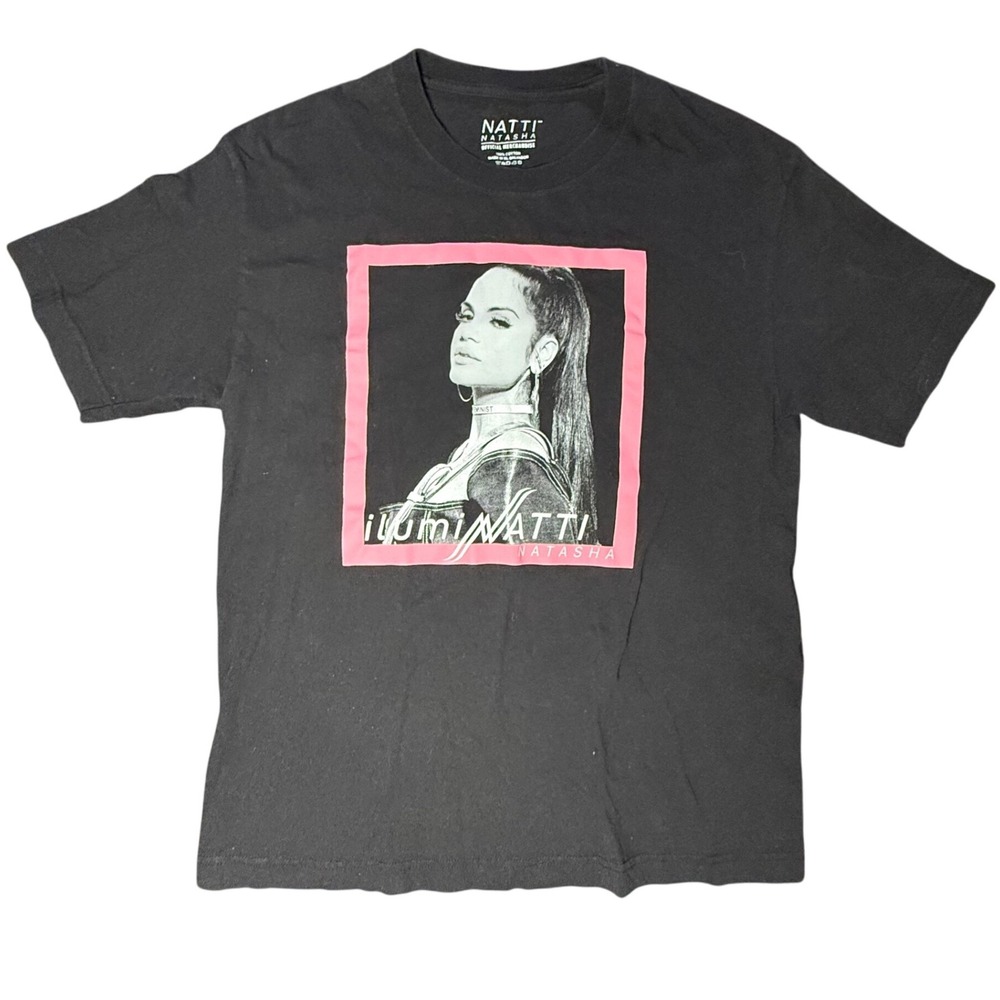 M NATTI NATASHA Official Merchandise Graphic T-Shirt Black Medium Cotton Top